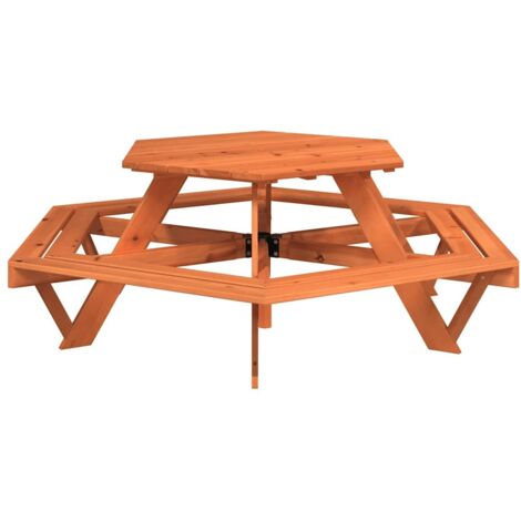 Table de pique-nique pour 6 enfants avec bancs hexagonal sapin vidaXL
