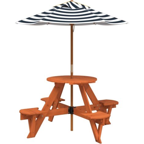 Table de pique-nique pour 4 enfants avec parasol rond sapin vidaXL (1/5)