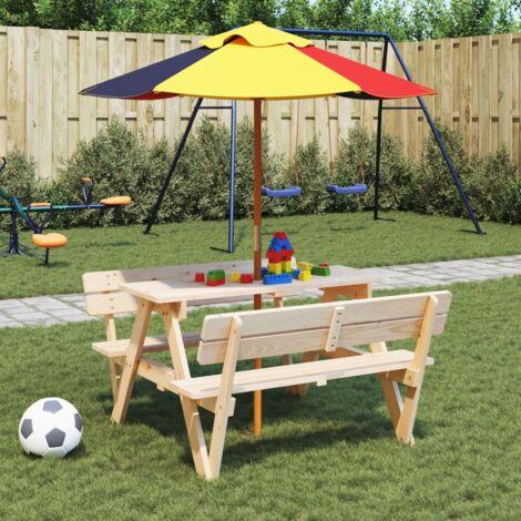 Table de pique-nique pour 4 enfants avec parasol bois de sapin vidaXL