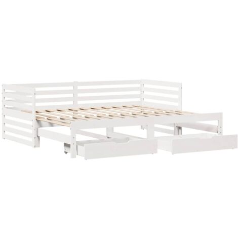 Lit de jour et tiroirs sans matelas blanc 90x200 cm bois massif vidaXL (1/5)
