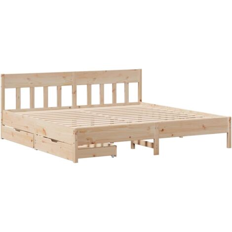 Cadre de lit sans matelas 200x200 cm bois massif de pin vidaXL (1/5)