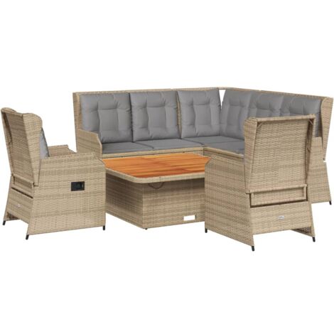 Salon de jardin avec coussins 6 pcs beige résine tressée vidaXL (1/5)