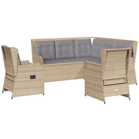 Salon de jardin avec coussins 5 pcs beige résine tressée vidaXL (1/5)