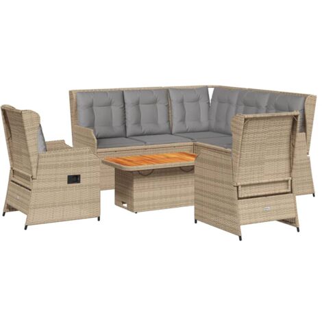 Salon de jardin avec coussins 6 pcs beige résine tressée vidaXL (1/5)