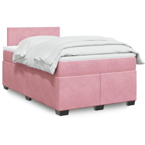 vidaXL Sommier à lattes de lit avec matelas rose 120x190 cm velours
