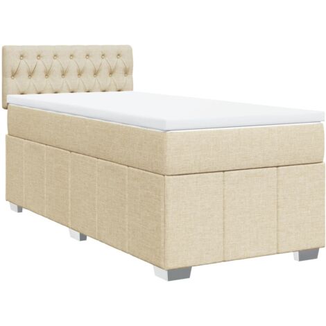 Sommier à lattes de lit et matelas Crème 90x190 cm Tissu vidaXL (1/5)