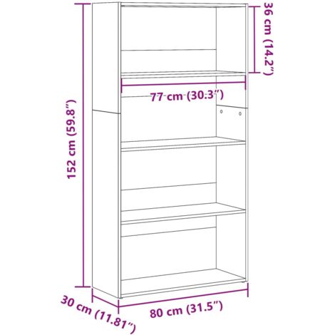 Bibliothèque sonoma gris 80x30x152 cm bois d'ingénierie vidaXL
