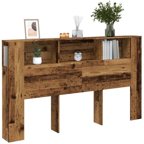 Vidaxl – Armoire de tête de lit vieux bois 180 x 18,5 x 102,5 cm – Bois d'ingénierie – 3 compartiments de rangement – Assemblage requis