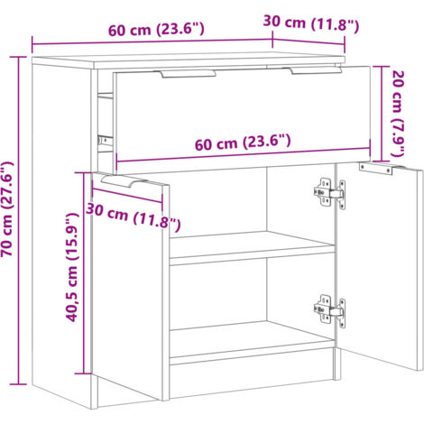 Buffet chêne artisanal 60x30x70 cm bois d'ingénierie vidaXL