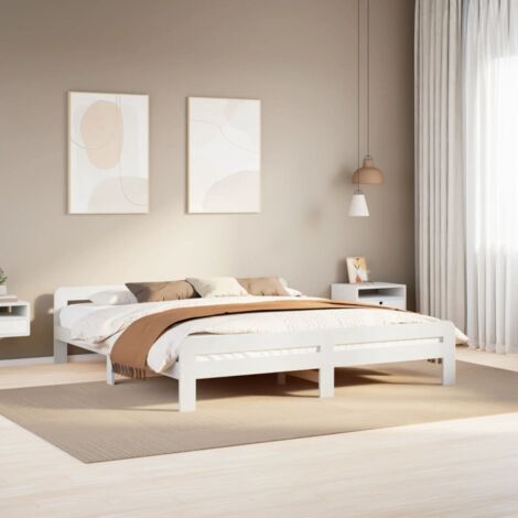 Cadre de lit sans matelas blanc 180x200 cm bois massif de pin vidaXL (1/5)