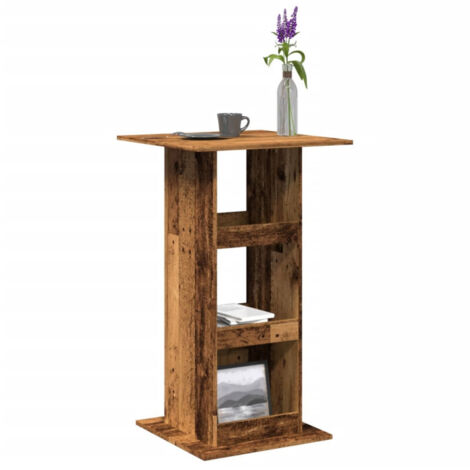 Vidaxl – Table de bar avec rangement – Bois d'ingénierie vieux bois – Dimensions 60x60x102 cm – 3 compartiments de rangement – Capacité 75 kg
