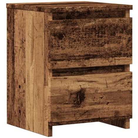 Vidaxl – Table de chevet vieux bois 30x30x40 cm – Bois d'ingénierie – 2 tiroirs – Design industriel – Résistant à l'humidité