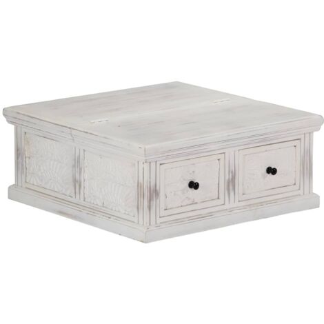 Table basse Blanc 70x70x30 cm Bois de manguier massif vidaXL (1/5)
