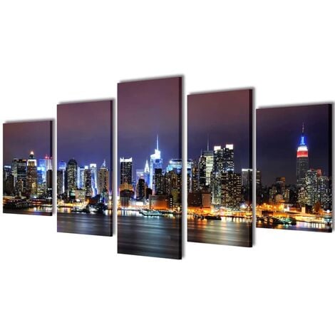 Set de toiles murales imprimées Horizon de New York coloré 100 x 50 cm vidaXL