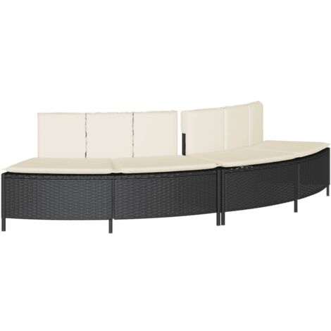 Bancs de spa avec coussins 2 pcs noir résine tressée vidaXL