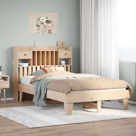 vidaXL Cadre de lit sans matelas 135x190 cm bois de pin massif (1/5)
