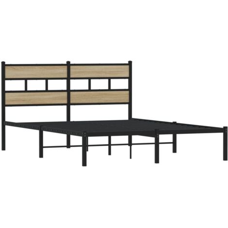 Cadre de lit en métal sans matelas chêne sonoma 160x200 cm vidaXL (1/5)