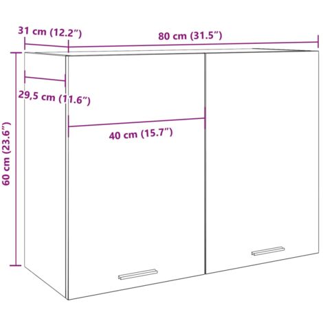 Armoire suspendue Gris béton 80x31x60 cm Aggloméré vidaXL