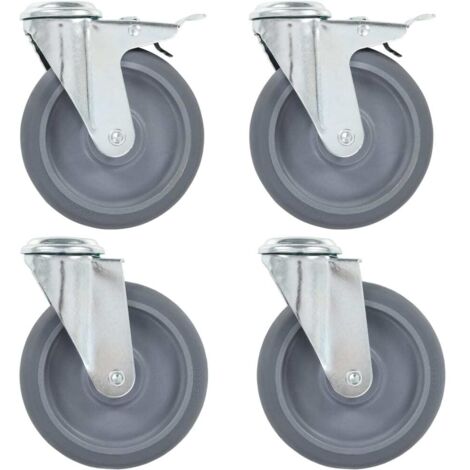 4 pcs Roulettes pivotantes à trou de boulon 125 mm vidaXL (1/5)