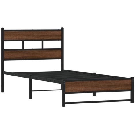 Cadre de lit en métal sans matelas chêne marron 100x190 cm vidaXL (1/5)
