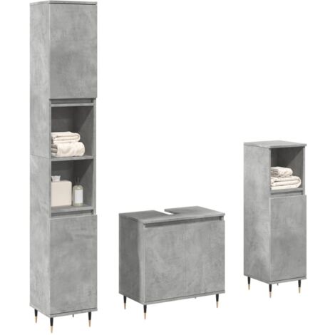 Ensemble de meubles de salle de bain 3 pcs gris béton vidaXL (1/5)