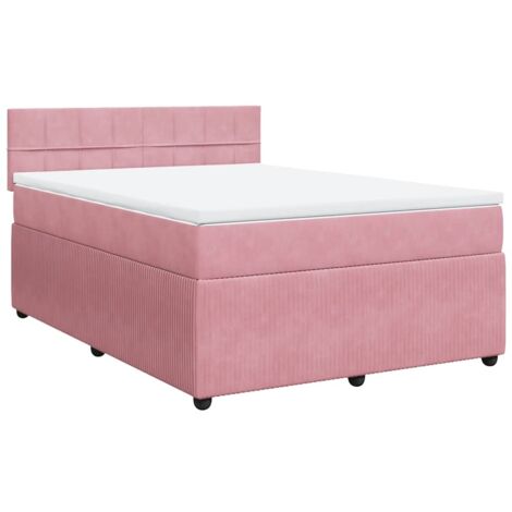 Sommier à lattes de lit avec matelas Rose 140x190 cm Velours vidaXL (1/5)