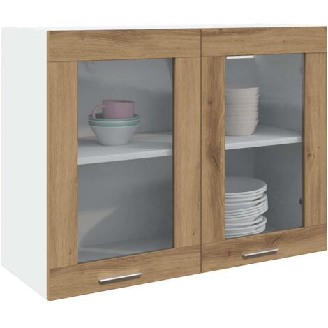 Vitrine suspendue "Lyon" Chêne artisanal 80 x 31 x 60 cm Bois d'ingénierie vidaXL