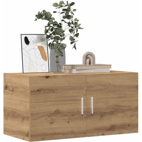 Vidaxl – Armoire murale en bois d'ingénierie chêne artisanal 80x39x40 cm – 2 portes – Charge maximale 60 kg – Fixation murale (1/7)