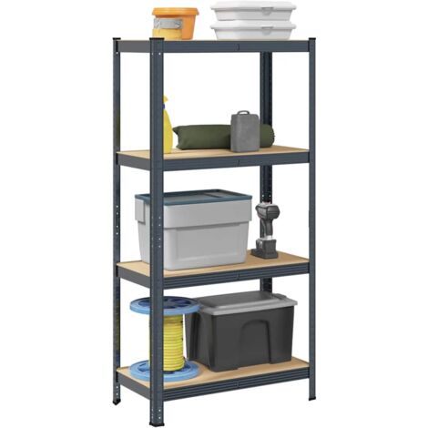 vidaXL Étagère de rangement 4 niveaux Anthracite Acier bois ingénierie (1/5)