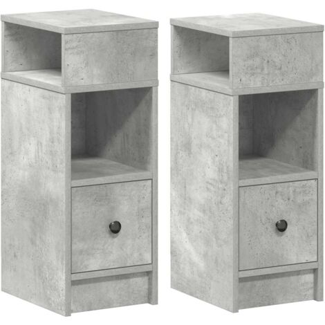 vidaXL Bedside Cabinets 2 pcs with Drawer Concrete Grey 25x31x66 cm