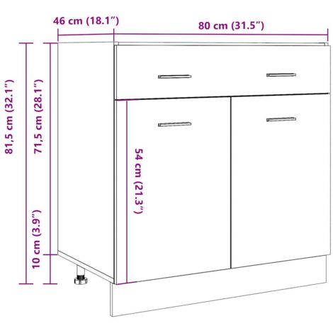 Armoire de plancher à tiroir Gris béton 80x46x81,5 cm Aggloméré vidaXL