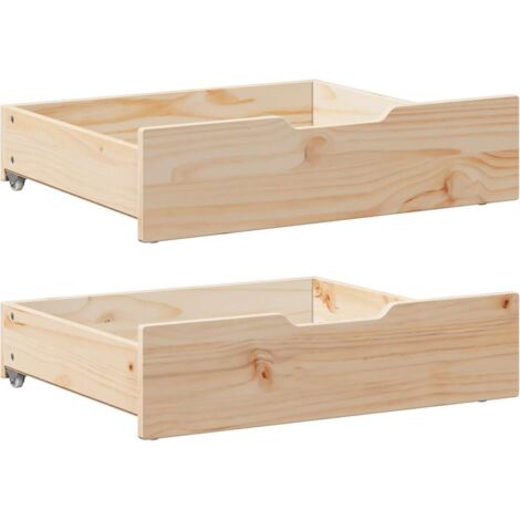 Vidaxl – Tiroirs sous le lit avec roulettes 2 pcs 75x55x17 cm – Bois de pin massif – Capacité 20 kg – Rangement pratique sous lit