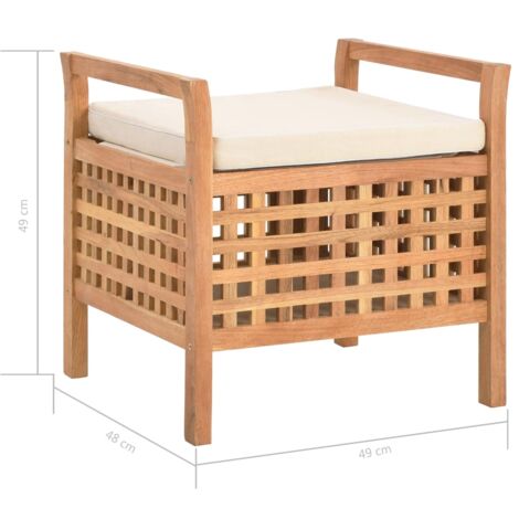 Banc de rangement 49x48x49 cm Bois de noyer massif vidaXL