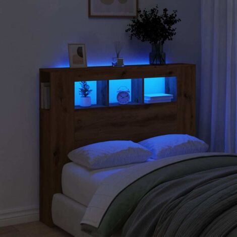 Vidaxl – Tête de lit à LED chêne artisanal 120x18,5x103,5 cm – Bois d'ingénierie résistant à l'humidité – Lumières LED RVB personnalisables – Excellent soutien dorsal