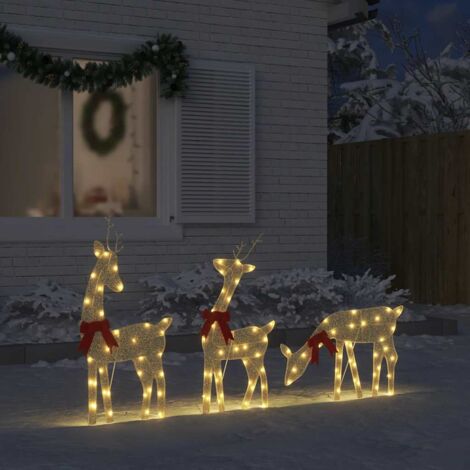 Décoration de Noël renne 3 pcs 90 LED blanc chaud vidaXL