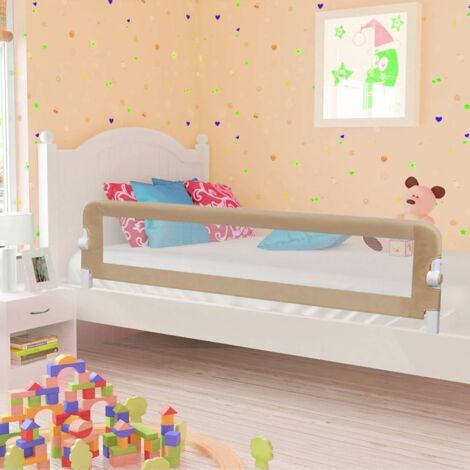 Vidaxl – Barrière de lit de sécurité taupe 180x42 cm – Tissu polyester – Compatible matelas 10-20 cm – Installation facile – Pour enfants 18 mois à 5 ans