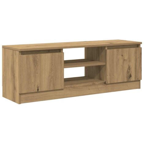 Vidaxl – Meuble TV chêne artisanal 102x30x36 cm – Bois d'ingénierie – Grand espace de rangement avec 2 compartiments – Portes pratiques
