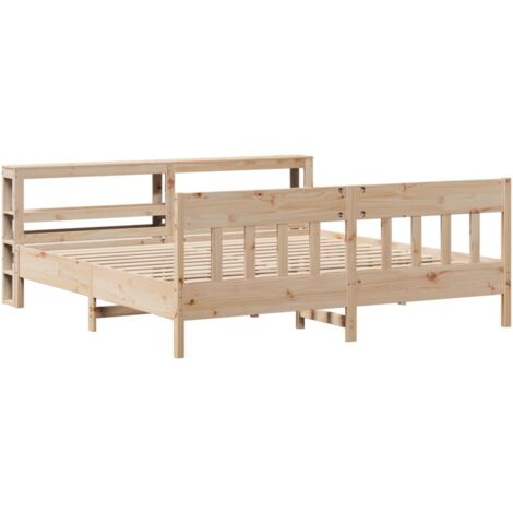 Cadre de lit sans matelas 200x200 cm bois massif de pin vidaXL (1/5)