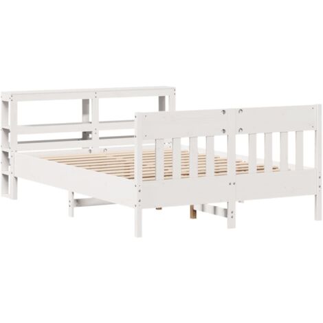 Cadre de lit sans matelas blanc 135x190 cm bois de pin massif vidaXL (1/5)