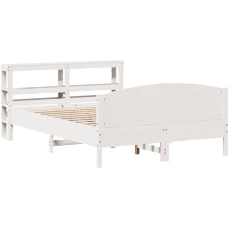 Cadre de lit sans matelas blanc 135x190 cm bois de pin massif vidaXL (1/5)