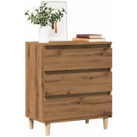 Vidaxl – Buffet chêne artisanal 60x35x70 cm – Bois d'ingénierie durable – 3 tiroirs – Capacité de charge 60 kg – Facile à entretenir