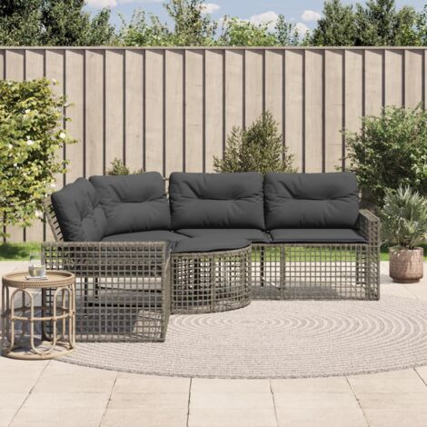 vidaXL Canapé de jardin et coussins et repose-pied en forme de L rotin