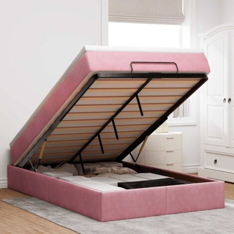vidaXL Lit ottoman avec matelas rose 120x190 cm velours (1/5)