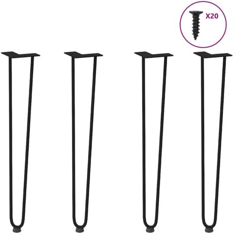 Pieds en épingle à cheveux pour consoles, lot de 4, noir, 72 cm, acier massif vidaXL