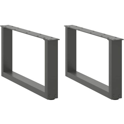Vidaxl – Pieds de table basse en acier thermolaqué forme U – Lot de 2 – Dimensions 60x(30-31) cm – Couleur anthracite – Niveleurs réglables
