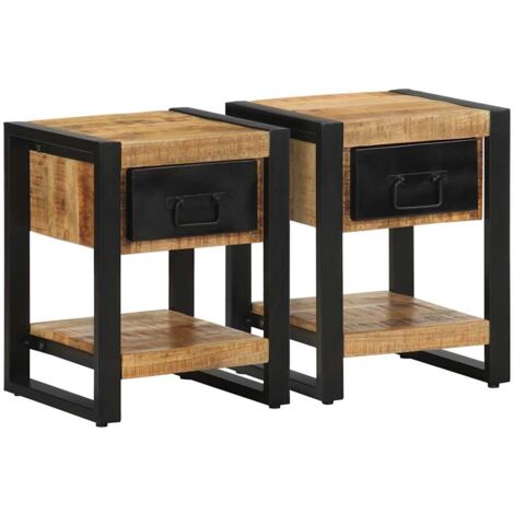 Tables de chevet 2 pcs bois de manguier massif brut vidaXL