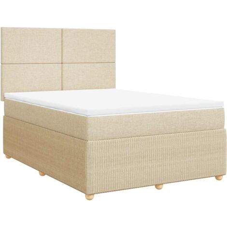 Sommier à lattes de lit avec matelas Crème 160x200 cm Tissu vidaXL (1/5)