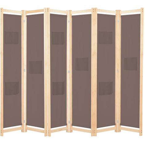 Cloison de séparation 6 panneaux Marron 240 x 170 x 4 cm Tissu vidaXL