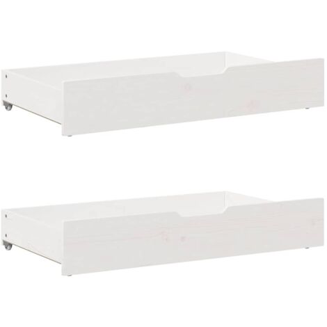 Vidaxl – Tiroirs sous le lit 2 pcs blanc 95x55x17 cm en bois de pin massif – Capacité de charge 20 kg – Avec 4 roues pour rangement facile