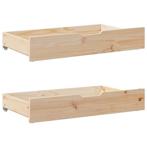 Vidaxl – Tiroirs sous le lit avec roulettes 2 pcs 95x55x16 cm – Bois de pin massif – Capacité de charge 20 kg – Rangement pratique et optimisé